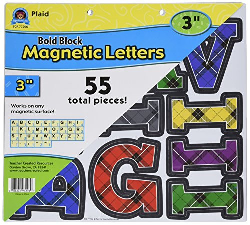 Teacher Created Resources Plaid Bold Block 3" Magnetic Letters