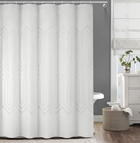 Duck River Textiles - Hermine Geometric PEVA Mildew Resistant Fabric Shower Curtain Liner For Bathroom Waterproof | Water Repellent & Antibacterial - Assorted Colors - (70 X 72 Inch - White)