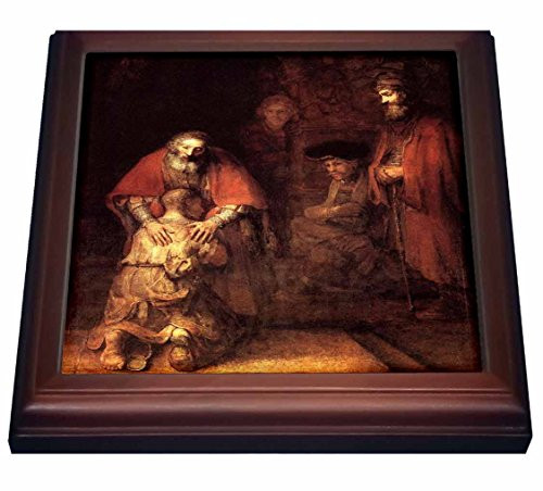 3dRose trv_203890_1 Print of Rembrandt Painting The Prodigal Son Trivet with Ceramic Tile, 8" x 8", Brown