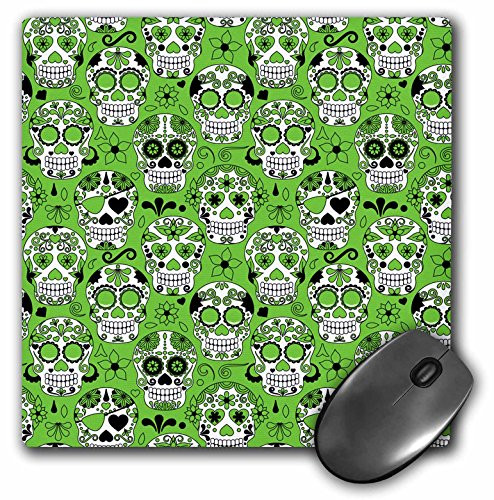 3D Rose"Green and White Sugar Skulls Pattern" Matte Finish Mouse Pad - 8 x 8" - mp_216982_1