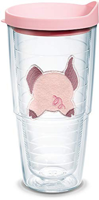 Tervis 1133496 Front & Back Pig Insulated Tumbler with Emblem and Pink Lid, 24oz, Clear Tervis 1133496 Front & Back Pig Insulated Tumbler with Emblem and Pink Lid, 24oz, Clear