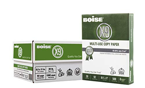 Boise X-9 Multi-Use Copy Paper, 8.5" x 11", 92 Bright, 20 lb, 3 Ream Carton (1,500 Sheets)