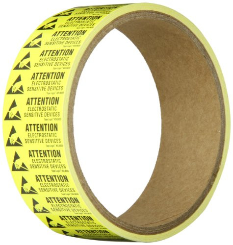 Tape Logic DL9020 Anti Static Label, Legend"Electrostatic Sensitive Devices" with Graphic, 1-1/4" Length x 3/8" Width, Black on Yellow (Roll of 500)