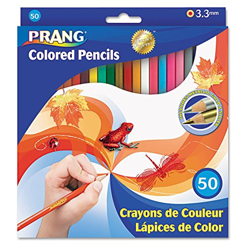 Prang 22480 Colored Woodcase Pencils, 3.3 mm, 50 Assorted Colors/Set