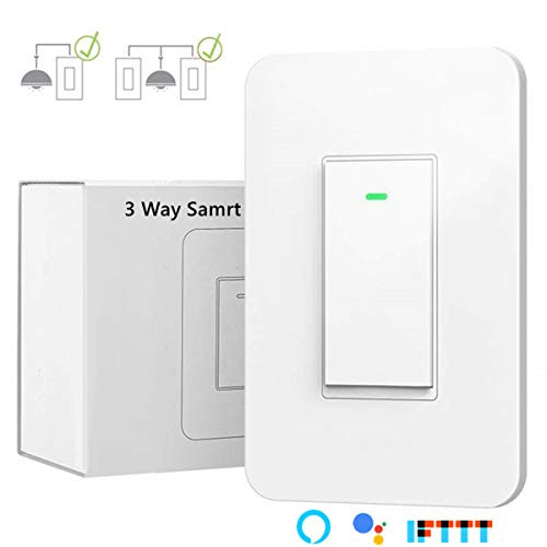 3 Way Smart Wi-Fi Light Switch, Individual 3 Way Switch(only one needed),Compatible with Alexa Google Assistant & IFTTT,Remote Control, Timing Function No Hub Required(1-Pack)