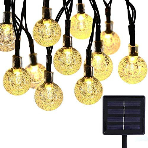 EONLYX Solar Crystal Ball String Lights, 20ft 30 LED Crystal Globe Fairy Lights Waterproof Crystal Ball Globe Lights Outdoor Solar String Lights for Garden Yard Christmas Decorations (Warm White)
