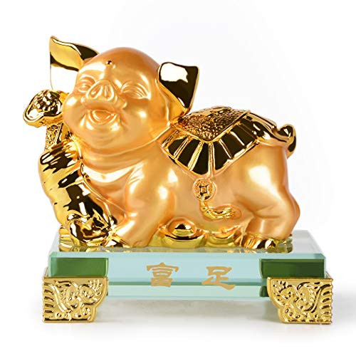 PopTop Brass Golden Resin Feng Shui Statue Chinese Zodiac Animal Pig Home Office Table Top Decor Figurine Gift Collection PTZY123 PopTop Brass Golden Resin Feng Shui Statue Chinese Zodiac Animal Pig Home Office Table Top Decor Figurine Gift Collection PTZY123