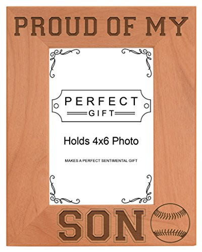 ThisWear Baseball Dad Mom Gift Proud My Son Natural Wood Engraved 4x6 Portrait Picture Frame Wood