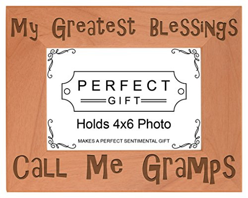 ThisWear Blessings Call Me Gramps Natural Wood Engraved 4x6 Landscape Picture Frame Wood