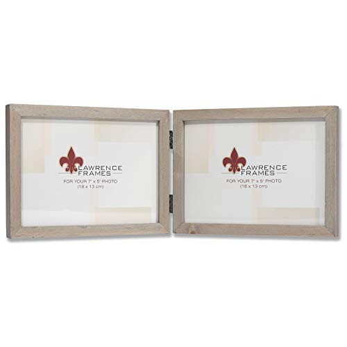 Lawrence Frames 5x7 Hinged Double (Horizontal) Gray Wood Gallery Collection Picture Frame, 7x5D