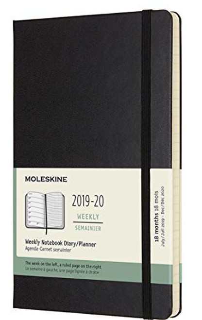 Moleskine Classic 18 Month 2019-2020 Weekly Planner, Hard Cover, Large (5" x 8.25") Black