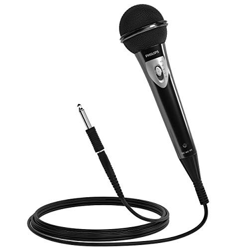 PHILIPS Vocal Dynamic Microphone, Wired Mic for Vocal and Singing with Volume Control plus 16 Feet XLR Audio Cable