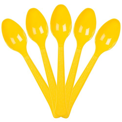 JAM PAPER Premium Utensils Party Pack - Plastic Spoons - Yellow - 48 Disposable Spoons/Pack