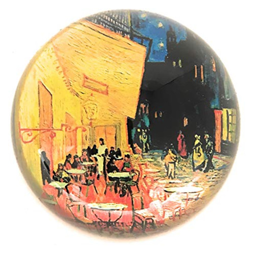 Value Arts Van Gogh's Cafe Terrace at Night Glass Dome Paperweight, 3 Inches Diameter