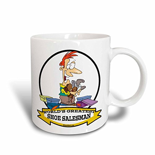3dRose 103538_1 Funny Worlds Greatest Shoe Salesman Cartoon Ceramic Mug 11 oz White