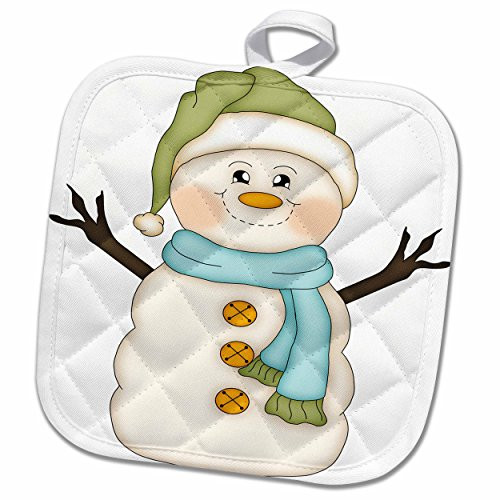 3D Rose Cute Happy Snowman Illustration Pot Holder, 8 x 8 3D Rose Cute Happy Snowman Illustration Pot Holder, 8 x 8