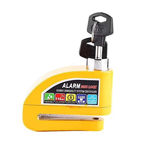 Motorcycle Alarm Disc Lock, Keenso Anti-theft Disc Brake Lock Security Alarming System Waterproof 110dB Security Lock for Motorcycle Bike Scooter (Yellow)