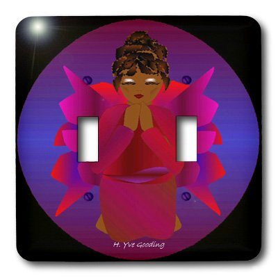 3dRose lsp_6923_2 African-American Angel Baby Girl Praying Double Toggle Switch Multicolor