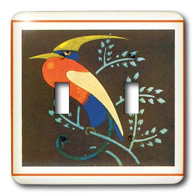 3dRose lsp_7415_2"Deco Bird 1" Double Toggle Switch Multicolor