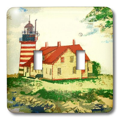 3dRose LLC lsp_22185_2 Lighthouse at The Ready, Double Toggle Switch