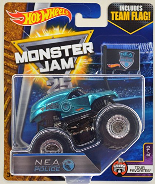 Hot Wheels Monster Jam NEA Police Blue with Team Flag 1:64 Scale Tour Favorites 2/10