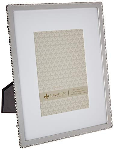 Lawrence Frames Metal Picture Frame with Delicate Outer Border of Beads, 8 by 10-Inch, Silver