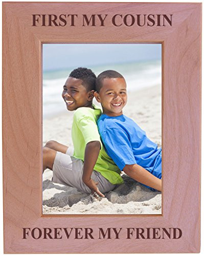 CustomGiftsNow First My Cousin Forever My Friend - Wood Picture Frame - Fits 5x7 Inch Picture (Vertical)