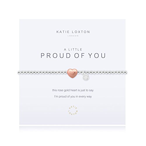Katie Loxton A Little Proud Of You Heart Silver Women's Stretch Adjustable Charm Bangle Bracelet