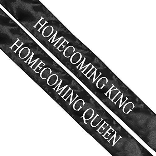 Homecoming King and Queen Sashes, 2 Pack Black Sash with White Imprint 72 Inches x 3 Inches