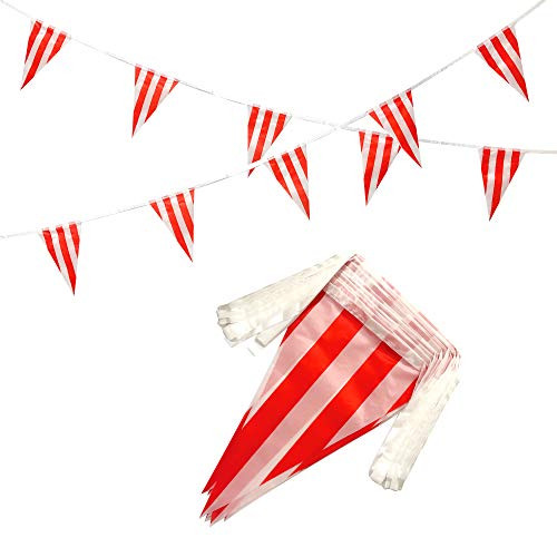 AuTop 250 Feet Red & White Striped Pennant Banner Flags String 150 PCS Indoor/Outdoor Triangle Bunting Flags,Party Decorations Supplies for Carnival Circus,Kids Birthday,Festival Celebration AuTop 250 Feet Red & White Striped Pennant Banner Flags String 150 PCS Indoor/Outdoor Triangle Bunting Flags,Party Decorations Supplies for Carnival Circus,Kids Birthday,Festival Celebration