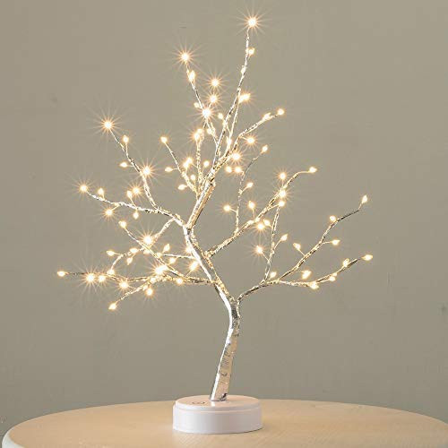 Fuchsun Led Bonsai Tree Light Artificial Light Tree 20 Inches,Battery/USB Operated,Adjustable Branches,Touch Sensitive Switch, for Home Decoration Night Light and Gift