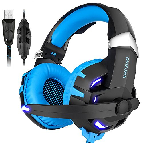 BASEIN Gaming Headphone, USB 7.1 Channel Noise Cancelling Over Ear Computer Headphones with Microphone Gaming Headset for PS4, PC, Laptop