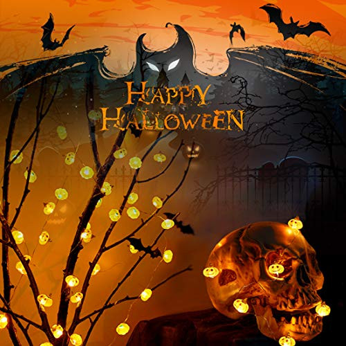 Luxital 3D Pumpkin String Lights Battery Operated LED Fairy Halloween String Lights 30 LED 3 Metre Lights Halloween Christmas Decoration Lights (Pumpkin Light with Grimace)