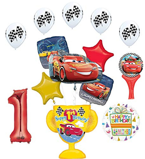 Cars Lightning McQueen 1st Birthday Party Supplies Trophy Balloon Bouquet Decorations
