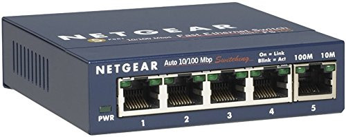 NETGEAR 5-Port Fast Ethernet 10/100 Unmanaged Switch (FS105NA) - Desktop, and ProSAFE Limited Lifetime Protection