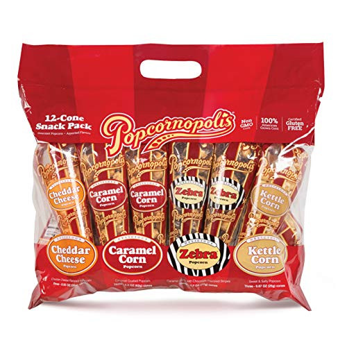 Popcornopolis Popcorn 12 Cone Snack Pack (Gift cone)