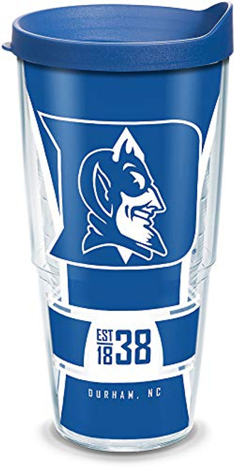 Tervis 1324776 Duke Devils Spirit Insulated Tumbler with Wrap and Blue Travel Lid, 24 oz - Tritan, Clear