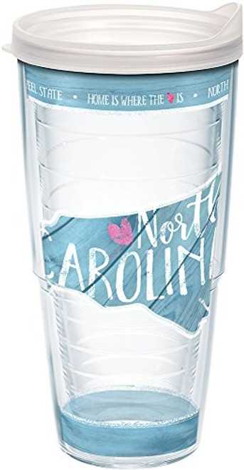 Tervis 1235787 North Carolina State Outline Tumbler with Wrap and Frosted Lid 24oz, Clear Tervis 1235787 North Carolina State Outline Tumbler with Wrap and Frosted Lid 24oz, Clear