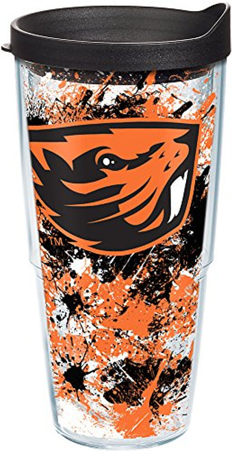 Tervis 1167262 Oregon State Beavers Splatter Tumbler with Wrap and Black Lid 24oz, Clear Tervis 1167262 Oregon State Beavers Splatter Tumbler with Wrap and Black Lid 24oz, Clear