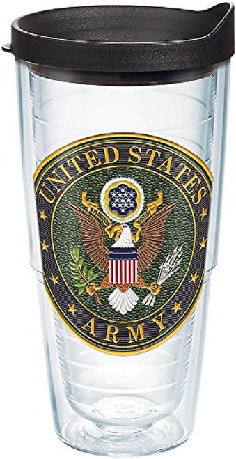 Tervis 1282390 Army Classic Seal Flex Tumbler with Emblem and Black Lid 24oz, Clear Tervis 1282390 Army Classic Seal Flex Tumbler with Emblem and Black Lid 24oz, Clear