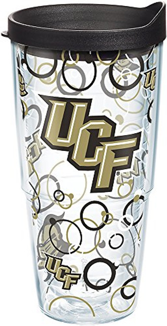Tervis 1283405 UCF Knights Bubble Up Tumbler with Wrap and Black Lid 24oz, Clear