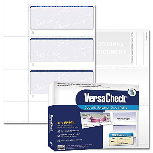 VersaCheck Security Personal Check Refills: Form #3001 Personal Wallet - Blue - Prestige - 250 Sheets