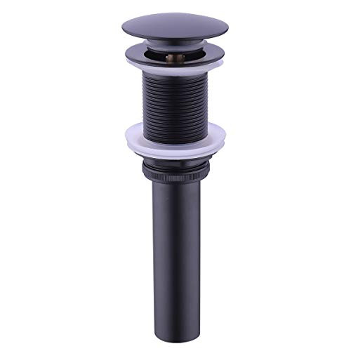 BESTILL Push Pop-up Basin Drain Stopper Less Overflow for Bathroom Basin Vessel, Matte Black