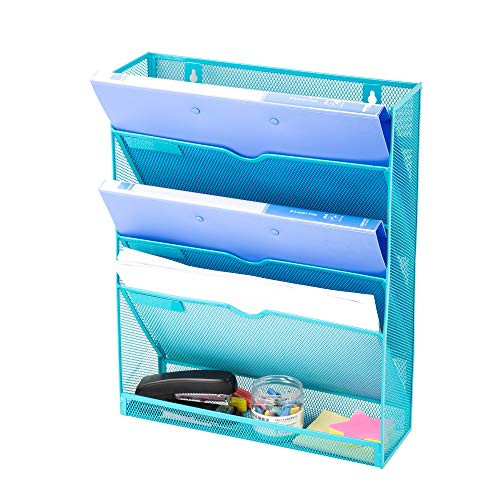 HGmart Mesh Desk Organizer 6 Layers Paper Holder Desktop File Letter Mail Document Sorter for Office or Home, Light Blue