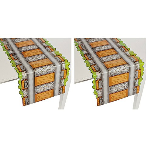 Fun Express 2 Count Paper Railroad Track Table Runner | Disposable Tablecloth | Great for Children's Parties, Birthday Bash, Baby Shower, Themed Parties