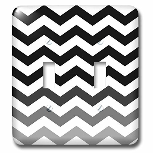 3dRose lsp_163956_2 Chevron Ombre, Black, Gray. White - Double Toggle Switch