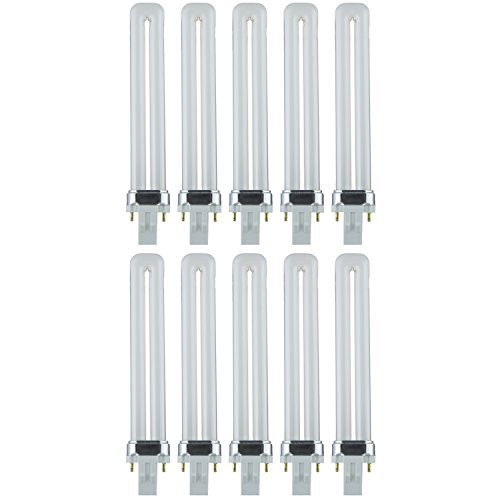 Sunlite PL13/SP41K/10PK 2-Pin Fluorescent 13W 4100K Cool White U Shaped PL CFL Twin Tube Plugin Light Bulbs with GX23 Base (10 Pack)