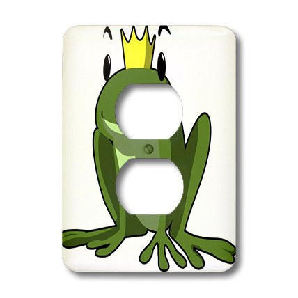 3dRose lsp_39624_6"Green Prince Frog With Crown" 2 Plug Outlet Cover