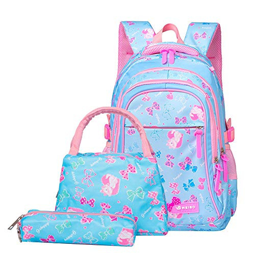 VIDOSCLA 3Pcs Flora Prints Primary School Bookbag Rucksack Kids School Backpack Sets Student Book Bag for Students