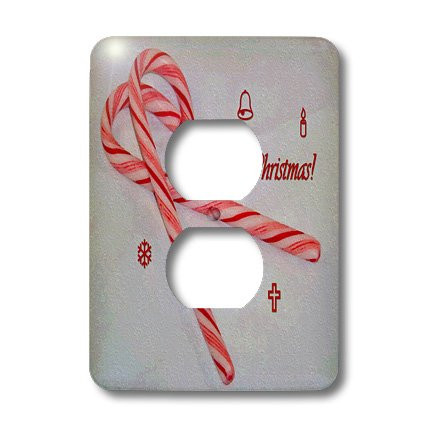3dRose LLC lsp_14756_6 Candy Canes Oil Painting Merry Christmas 2 Plug Outlet Cover